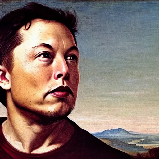 Image similar to renaissance painting of Elon musk