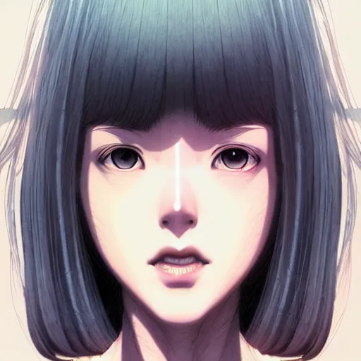 Image similar to portrait of the beautiful loser girl raising eyebrow, by katsuhiro otomo, yoshitaka amano, nico tanigawa, and artgerm rendered with 3 d effect.