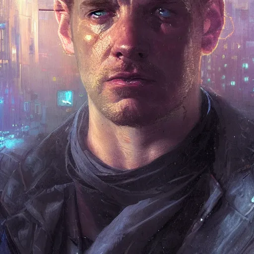 Image similar to chris rankin, hyperrealistic portrait, bladerunner street, art of elysium by jeremy mann and alphonse mucha, fantasy art, photo realistic, dynamic lighting, artstation, poster, volumetric lighting, very detailed face, 4 k, award winning