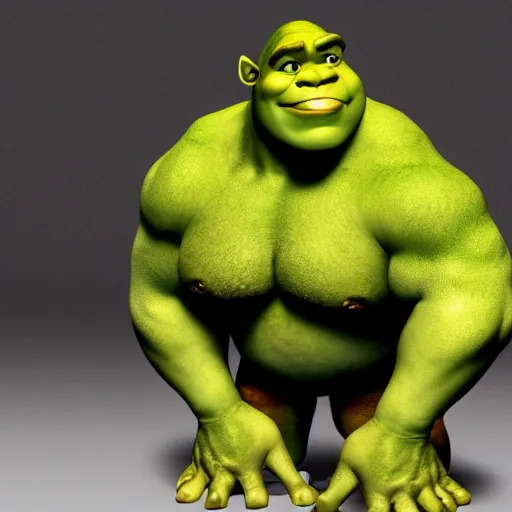 Prompt: ripped shrek posing for the camera, 8 k