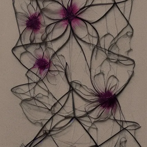 Prompt: The computer art is a beautiful and haunting work of art of a series of images that capture the delicate beauty of a flower in the process of decaying. The colors are muted and the overall effect is one of great sadness. knitting patterns by Craola meticulous