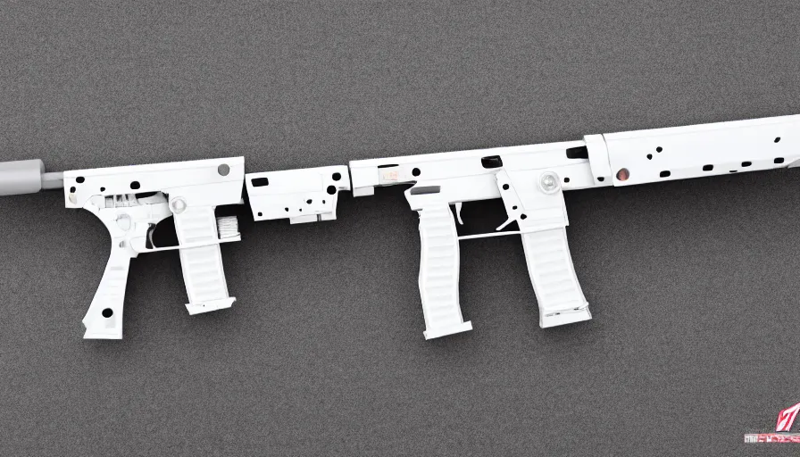 Image similar to extremely detailed ultra realistic side view photo ultra minimalist coilgun rifle, detailed trigger, chemically propelled, electric, smooth streamline, elegant sleek smooth body, white paint, battery and wires, railgun, chemrail, gauss, smooth utopian design, ultra high quality, octane, cod, destiny, warframe, terminator