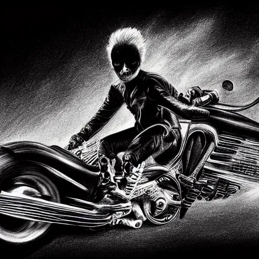Image similar to Ghostrider pencil drawing hyper realistic 4K quality