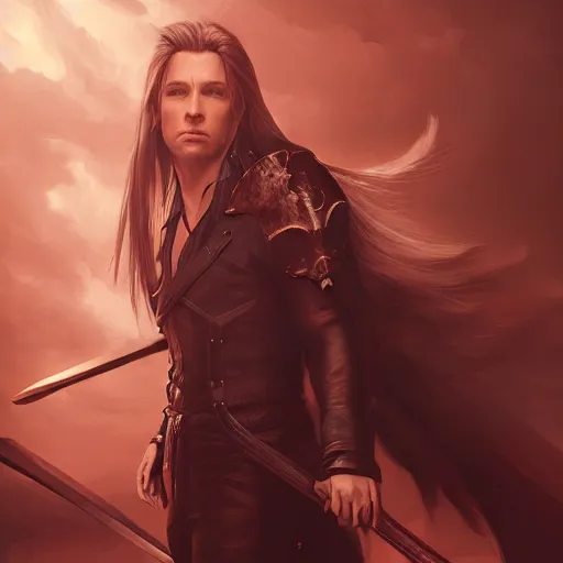 Image similar to Sephiroth portrait, atmospheric lighting, painted, intricate, volumetric lighting, beautiful, rich deep colors masterpiece, golden hour, sharp focus, ultra detailed, by Leesha Hannigan, Ross Tran, Thierry Doizon, Kai Carpenter,Ignacio Fernández Ríos