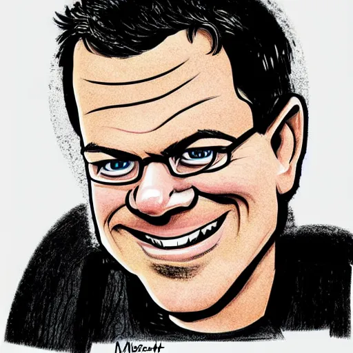 Image similar to illustration caricature of matt damon