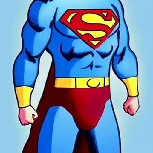 Prompt: bob ross as superman. he ’ s holding a paint brush - n 9 - i
