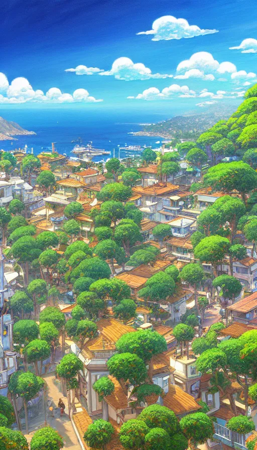 Image similar to a beautiful ultradetailed painting of santa barbara, studio ghibli sunlight, archdaily, wallpaper, highly detailed, trending on artstation.