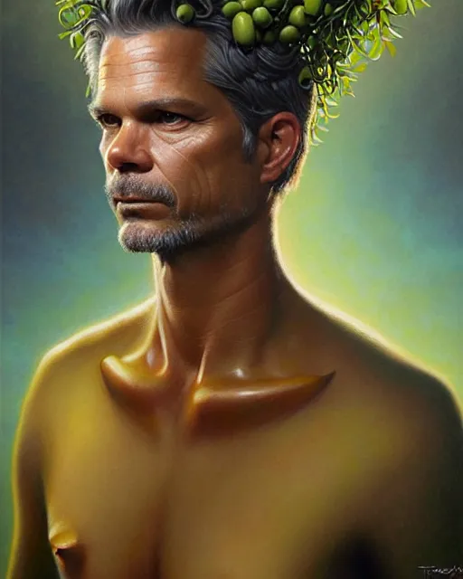 Prompt: detailed portrait of timothy olyphant olive!! olives!! tree! by tomasz alen kopera and peter mohrbacher and johanna martine! and margaret keane! coherent luminescent