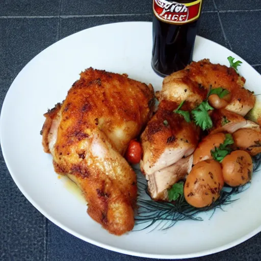 Prompt: chicken with rum and coke