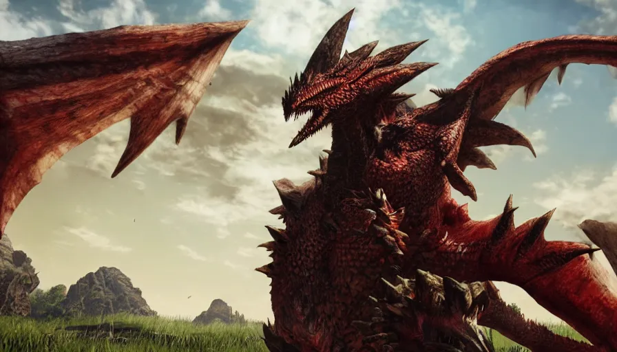 Image similar to A Rathalos in the plains, Monster Hunter