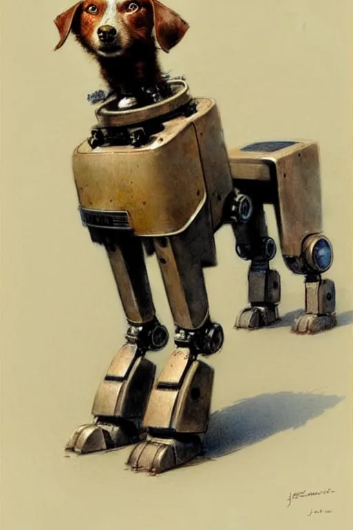 Image similar to (((((2050s robot box shaped robot dog k9 . muted colors.))))) by Jean-Baptiste Monge !!!!!!!!!!!!!!!!!!!!!!!!!!!