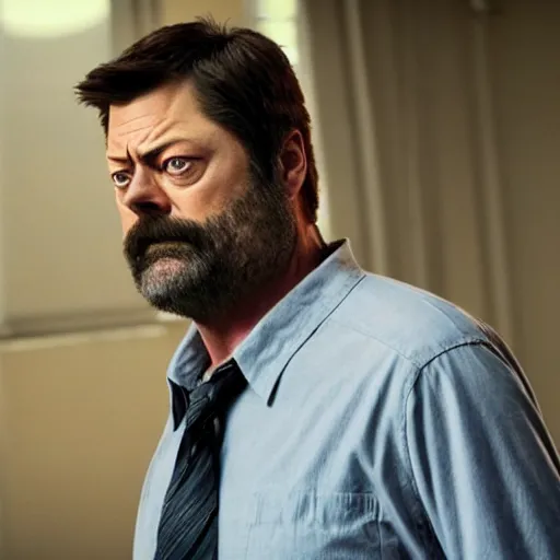 Prompt: nick offerman as logan, photorealistic logan movie still, detailed, 8 k