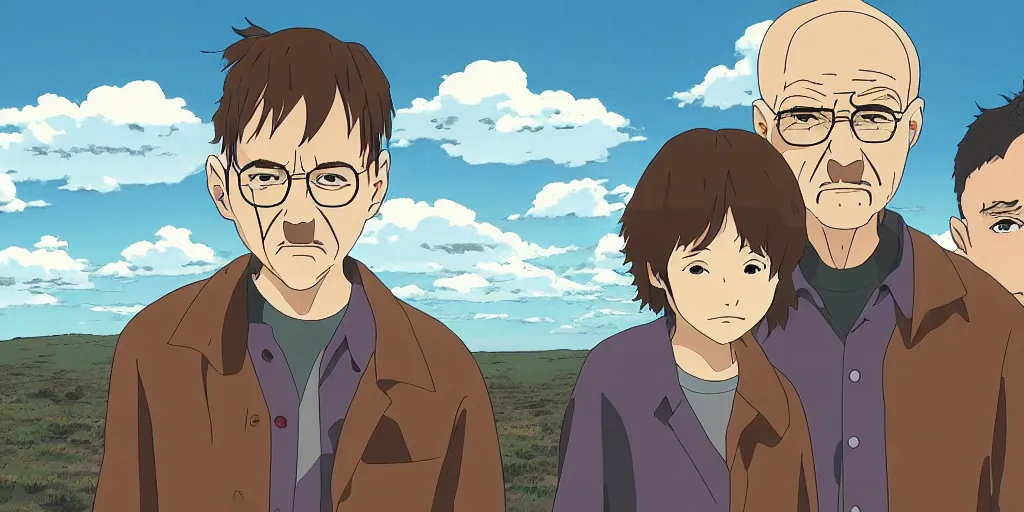 Prompt: breaking bad as a studio ghibli movie, movie still frame, anime art style, studio ghibli, 4 k, 8 k