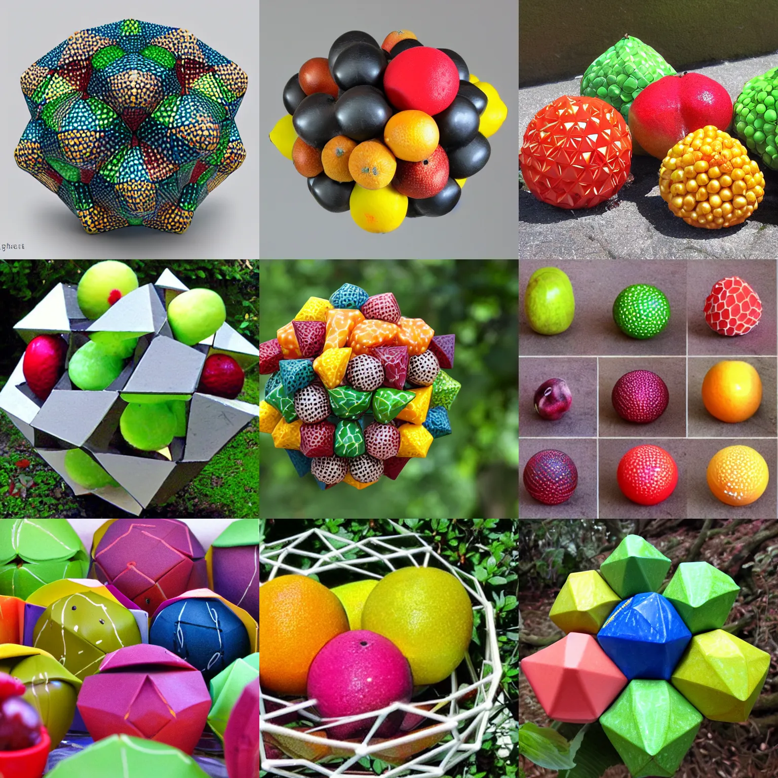 Prompt: dodecahedron fruits