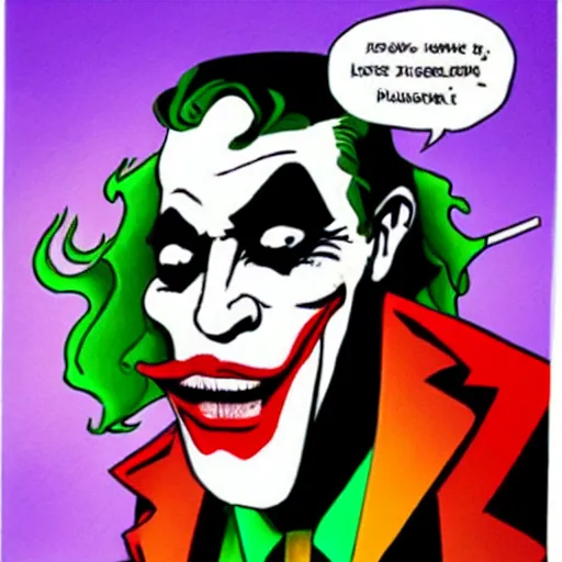 Prompt: the Joker smoking a blunt