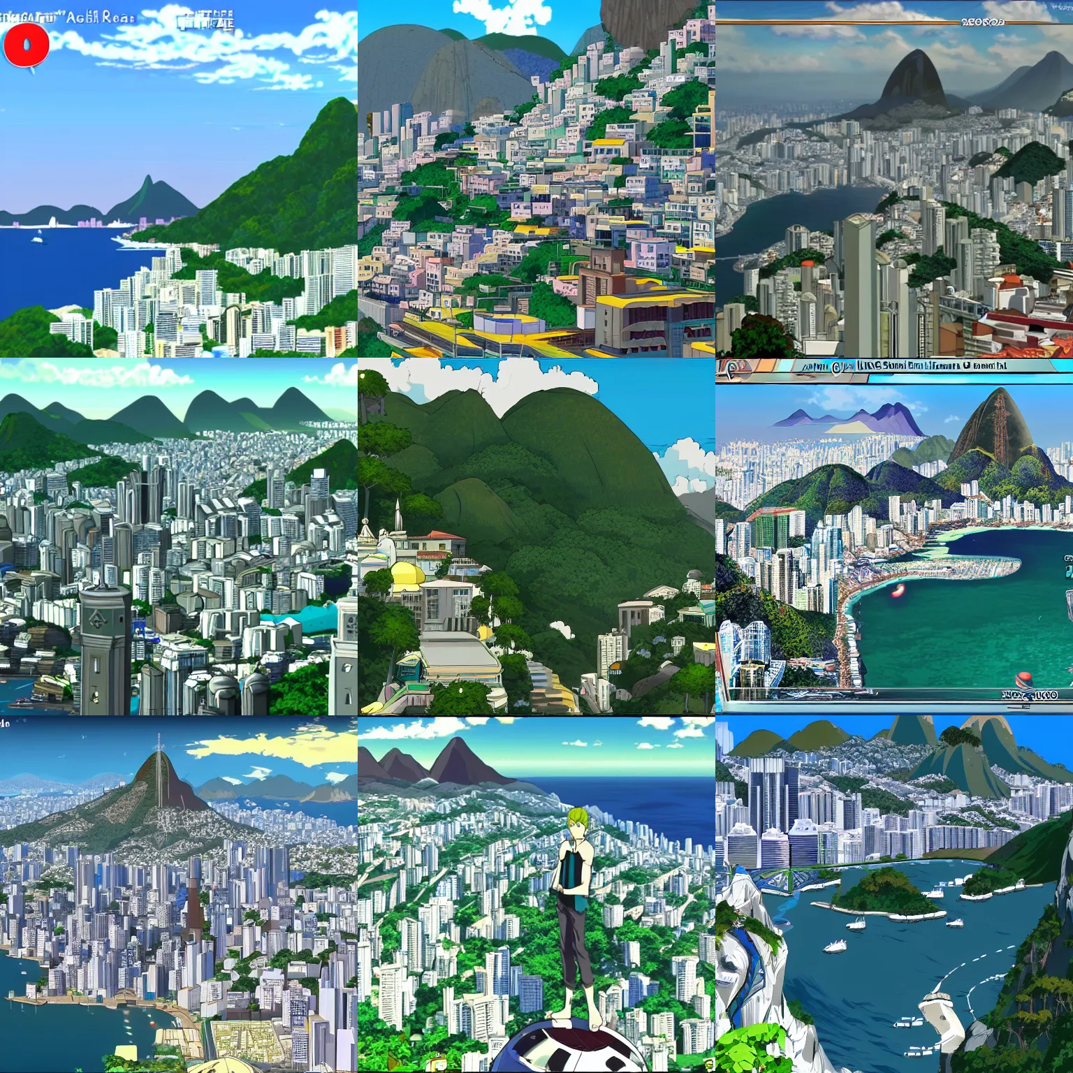 Prompt: rio de janeiro, screenshot from a 2012s anime
