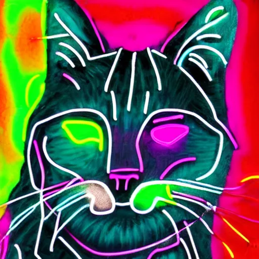 Prompt: neon cat