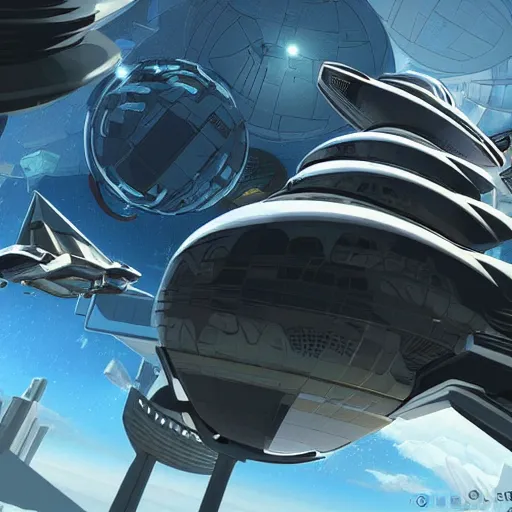 Image similar to futuristic planet, concept art, flying cars on the background