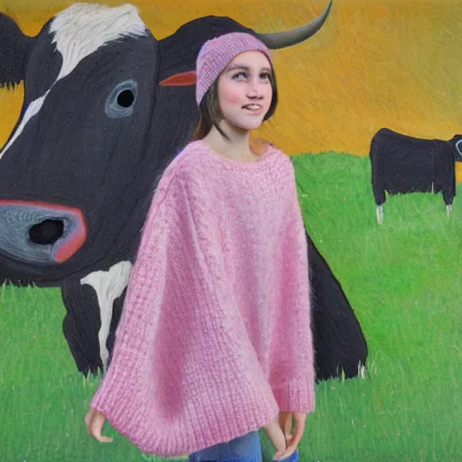 Image similar to a girl with huge sweater-cows