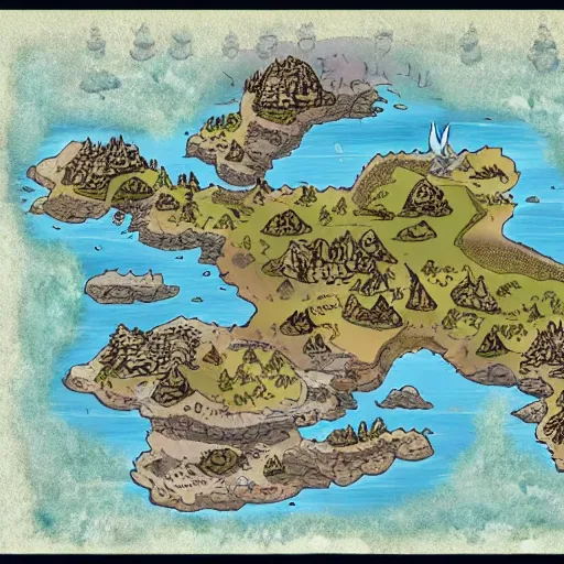Image similar to dungeons and dragons map that is shaped like a fox, digital artwork