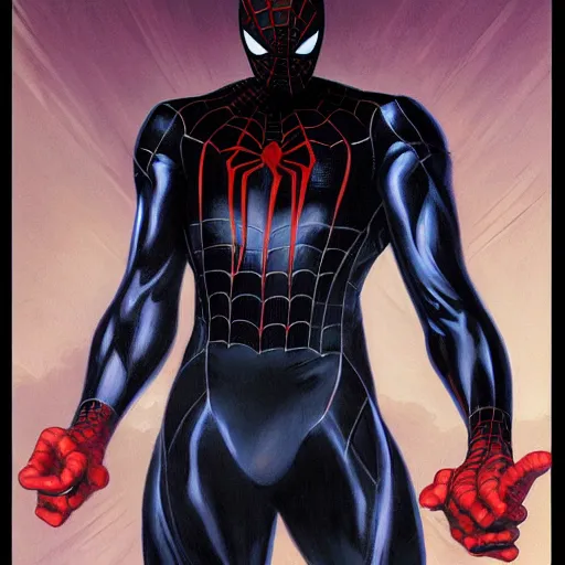 Image similar to black suit spider-man by gerald brom