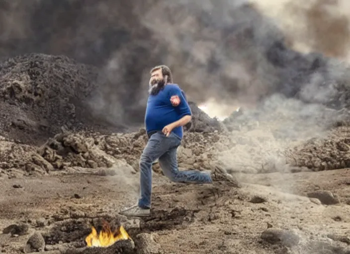 Prompt: a realistic 4 k imagen of gabriel boric president of chile given as a sacrifice by the mapuche communities to the osorno volcano