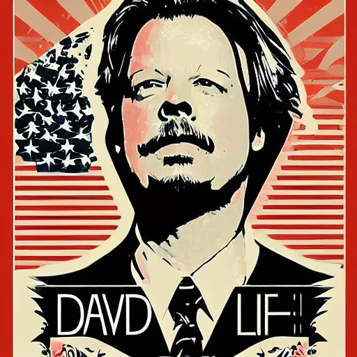 Prompt: david spade poster by shepard fairey