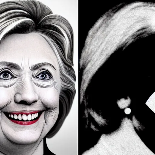 Image similar to hillary clinton's face made out of pure geometrical curves and mathematical graphs