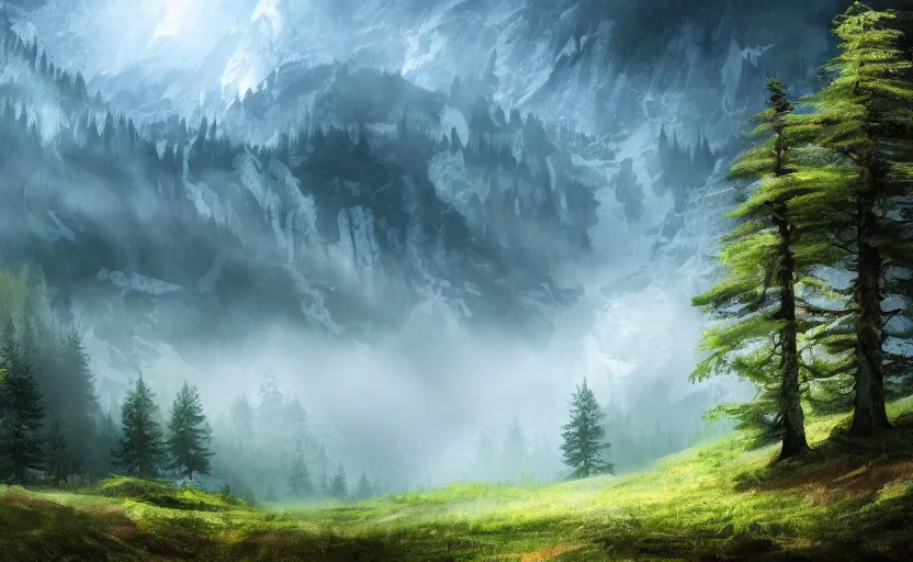 Image similar to mountain forest, digital art, hd wallpaper