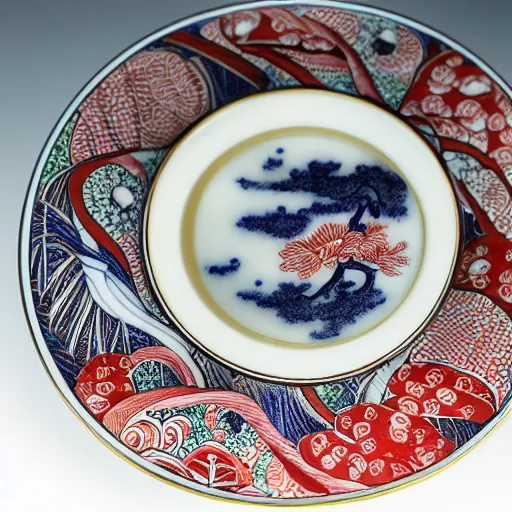 Image similar to astonishing japanese tea cup with amazing artwork on the side, product shoot, studio lighting