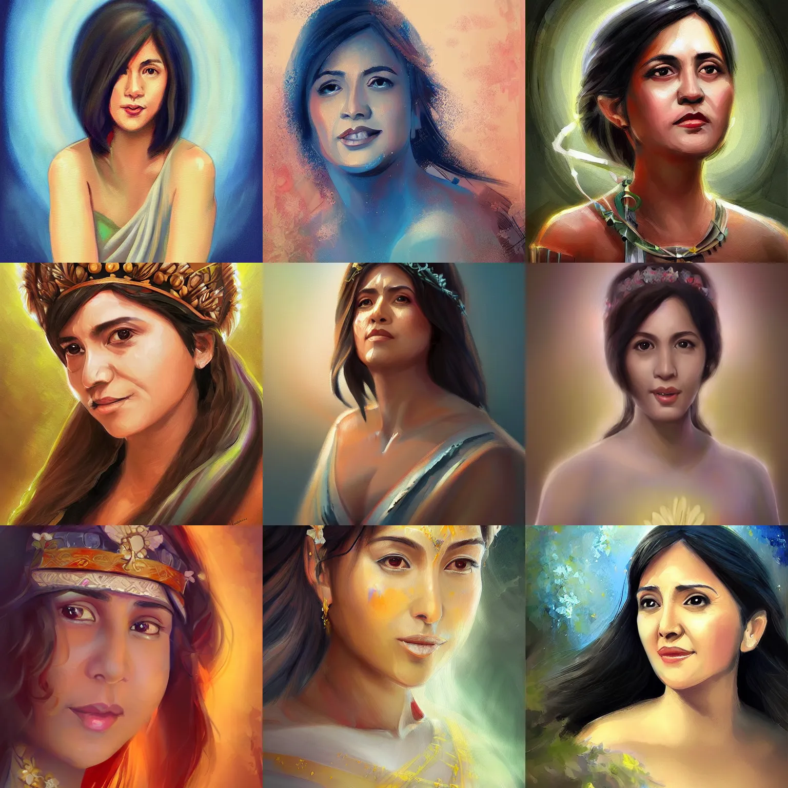 Prompt: Leni Robredo as a beautiful Goddess, Painting, Artstation, Digital Art