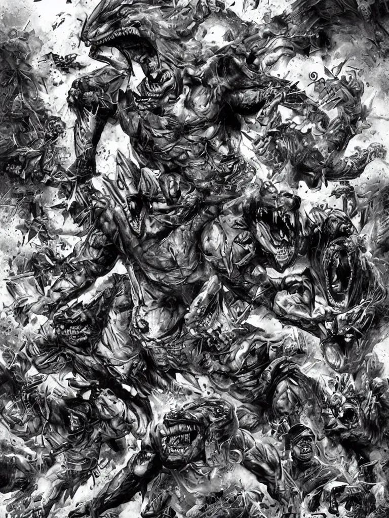 Image similar to giant street sharks powering up by lee bermejo