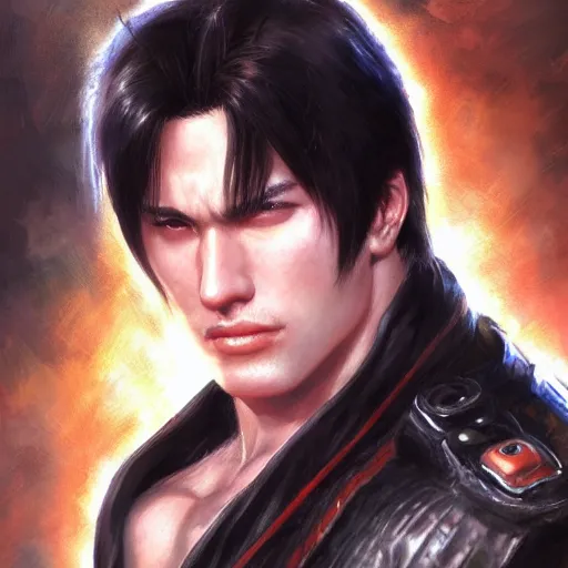 Image similar to Jin Kazama from Tekken, closeup character portrait art by Donato Giancola, Craig Mullins, digital art, trending on artstation