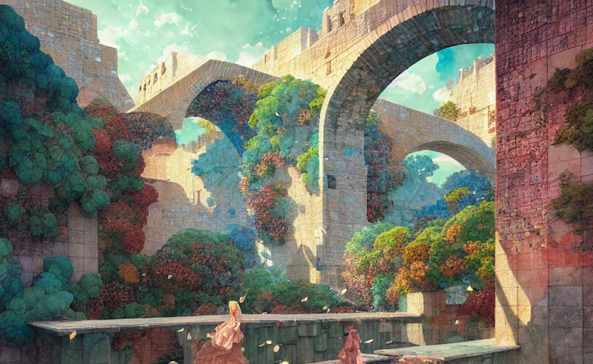 Image similar to tiled room squared waterway, aqueducts, fantasy. intricate, amazing composition, colorful watercolor, by ruan jia, by maxfield parrish, by marc simonetti, by hikari shimoda, by robert hubert, by zhang kechun, illustration, gloomy