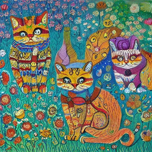 Image similar to a beautiful painting representative of the art style of louis wain