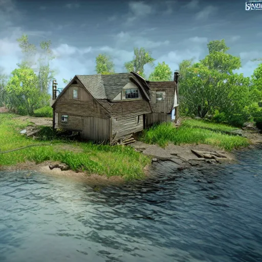 Prompt: house on the island, unreal engine, high detail, realism, award winning, detailed lighting