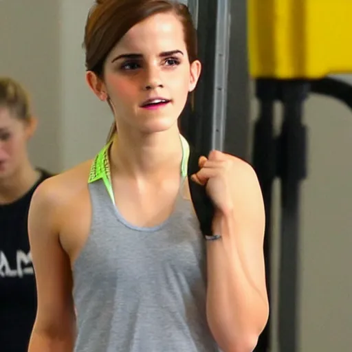 Prompt: emma watson working out in a gym