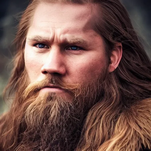 Prompt: hyperrealistic photograph of a brown-haired viking, 8k, profile picture, cinematic, DSLR, vignette, epic real fantasy, hysterical facial expression, looking at the camera