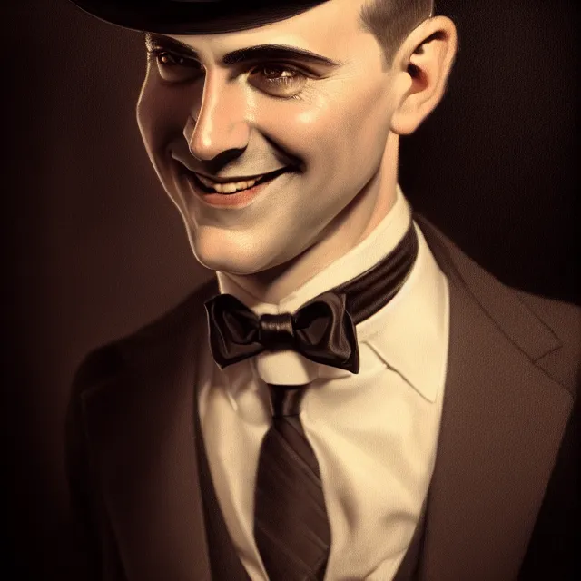 Image similar to portrait of a 1 9 2 5 magician, clean shaven, smiling, atmospheric lighting, intricate, ultra detailed, well composed, best on artstation, cgsociety, epic, stunning, gorgeous, intricate detail, wow, masterpiece