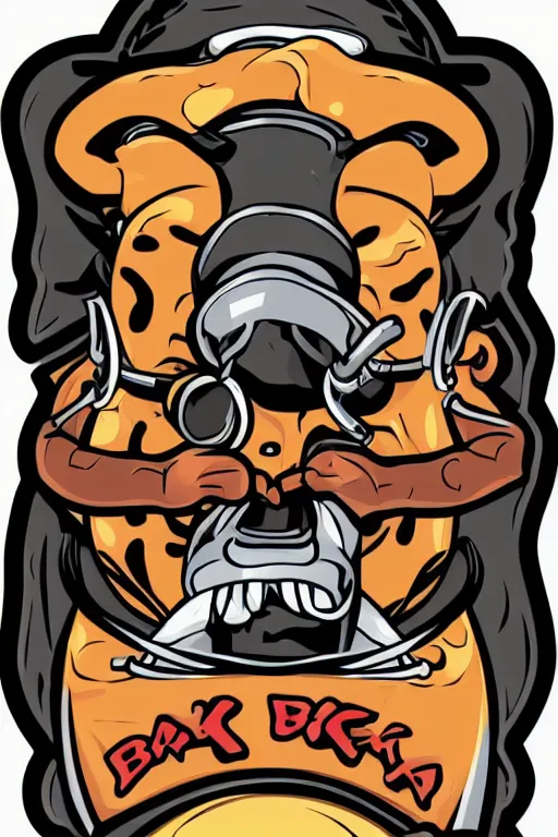 Image similar to A portrait of a biker bull, sticker, highly detailed, colorful, illustration, smooth and clean vector curves, no jagged lines, vector art, smooth