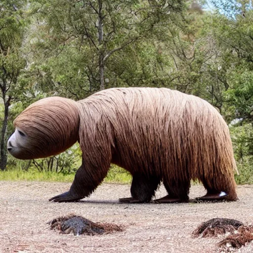 Image similar to a giant ground sloth walking