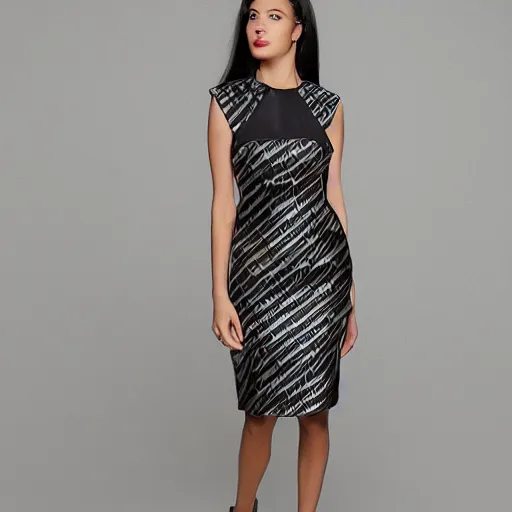 Image similar to woman wearing a cyber pattern dress