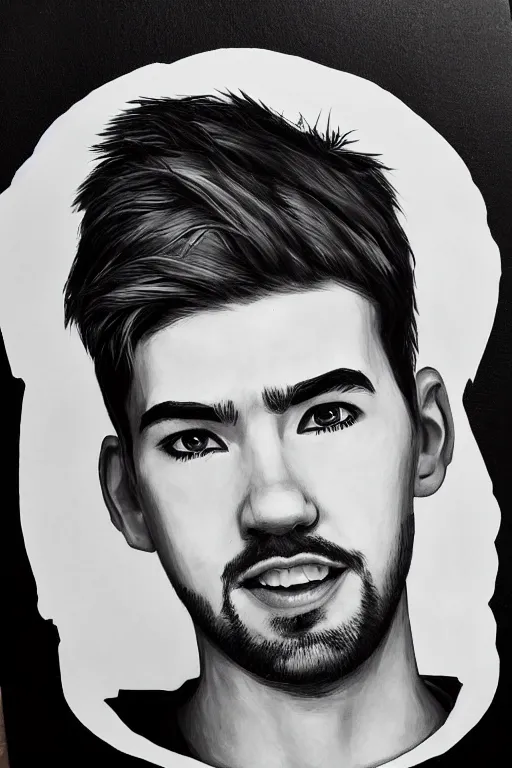 Image similar to Sean McLoughlin, Jacksepticeye, Irish Youtuber, solo portrait, gigachad, grayscale 🎨🖌️