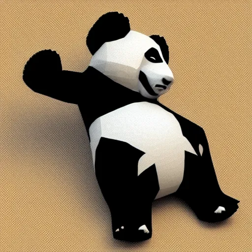 Image similar to a low poly isometric render of a panda, white background