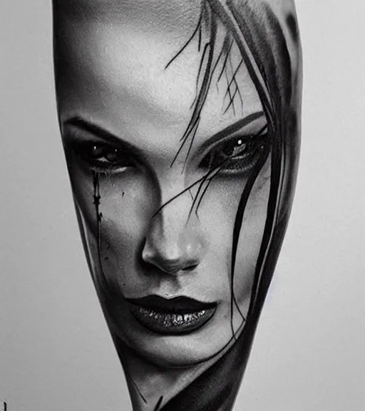 Prompt: ! dream tattoo design sketch of the dart veider, in the style of den yakovlev, realistic face, black and white, realism tattoo, hyper realistic, highly detailed, 3 d