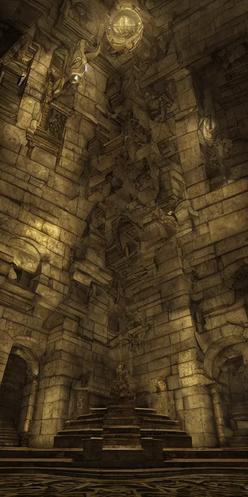 Image similar to photorealistic temple of time, moody lighting, marvelous, unreal engine, artwork by leonardo da vinci