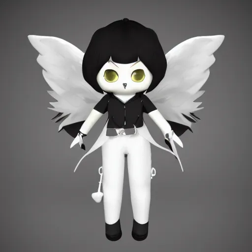 Prompt: cute fumo plush of an androgyne angel with a death wish, punk assassin, vray