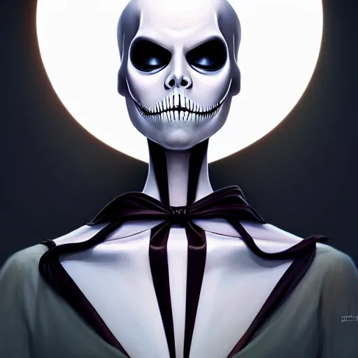 Prompt: symmetry!! beautifull portrait of jack skellington, intricate, elegant, highly detailed, my rendition, digital painting, artstation, concept art, smooth, sharp focus, illustration, art by artgerm and greg rutkowski and alphonse mucha