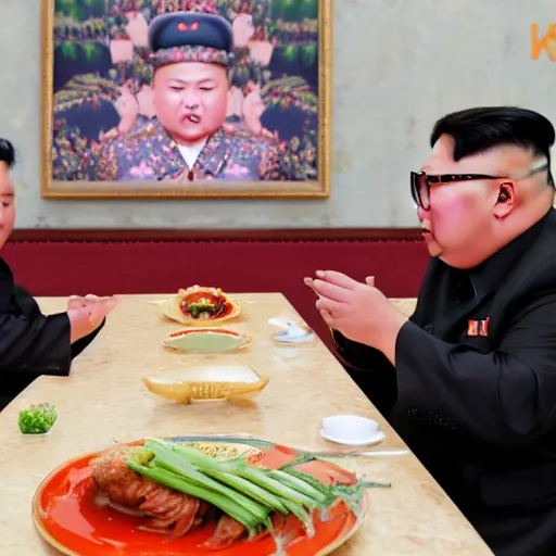 Prompt: kim jong un eating an entire raw chicken , 8k , highly detailed, professional photography