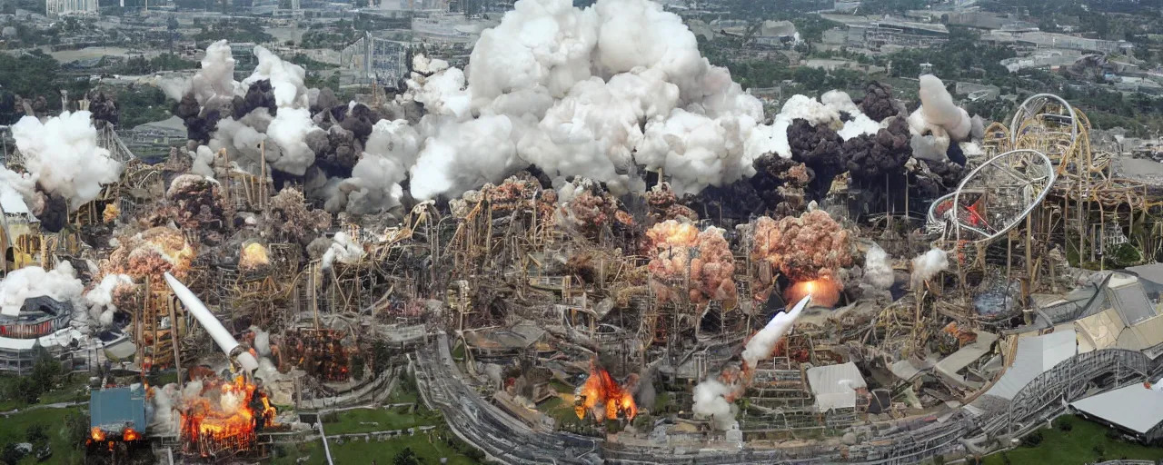 Prompt: a theme park being nuked